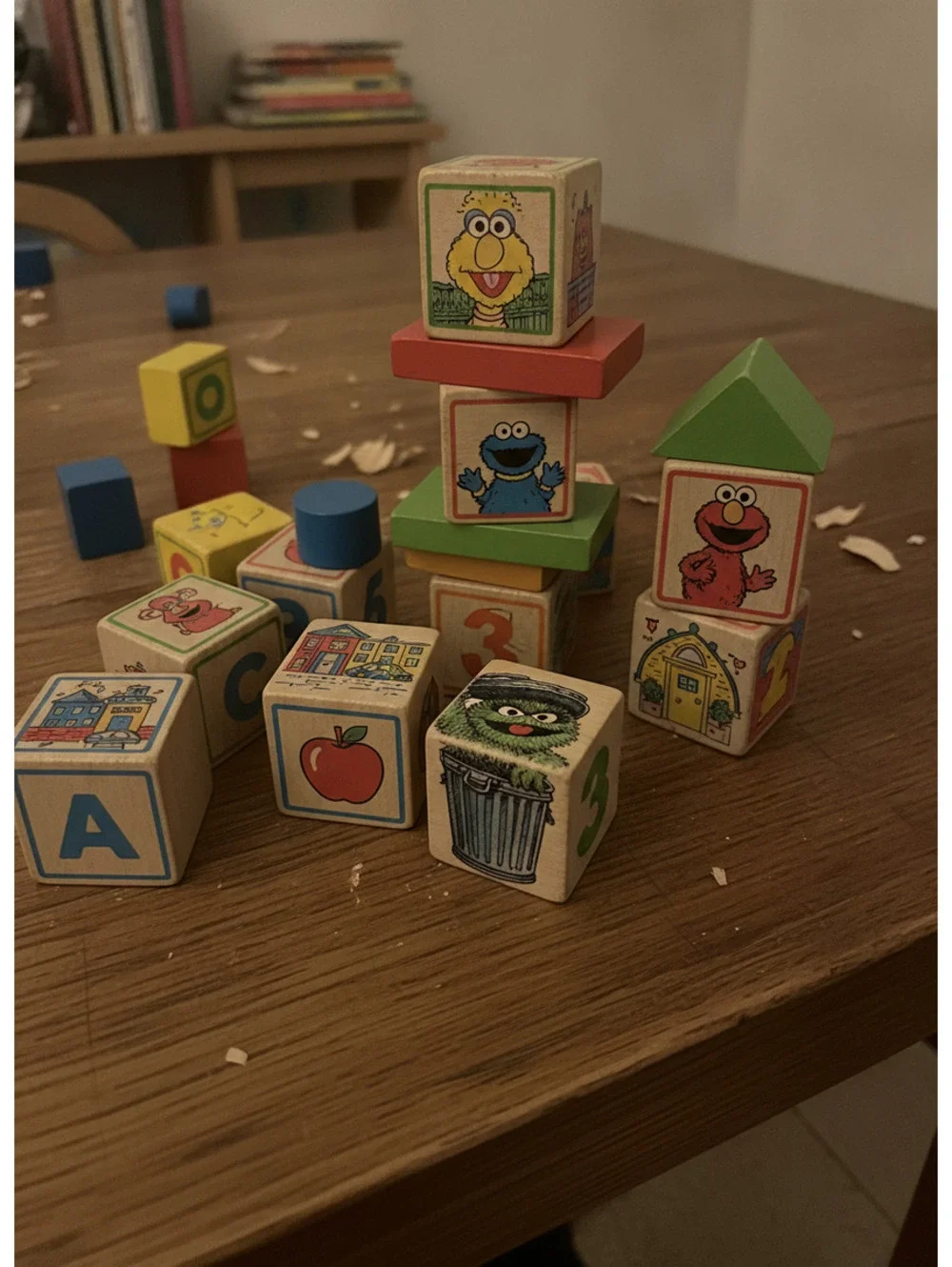 Vintage Playskool Sesame Street Wood Blocks Toy Set